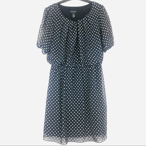 Enfocus studio sizeM tan polka dots navy dress